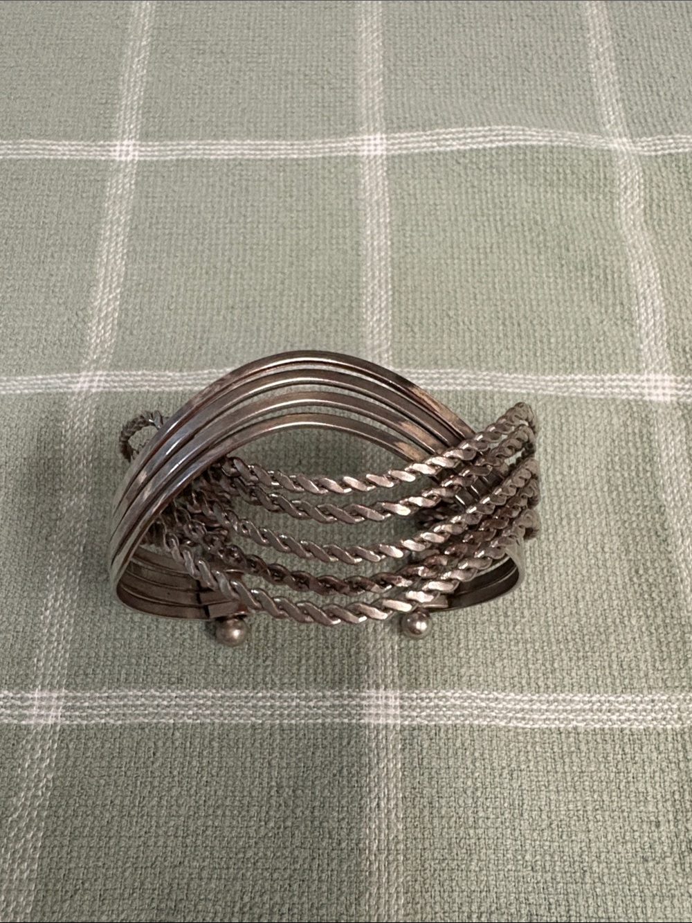 Multi-Band Twisted Cuff Watch Bracelet in Silver